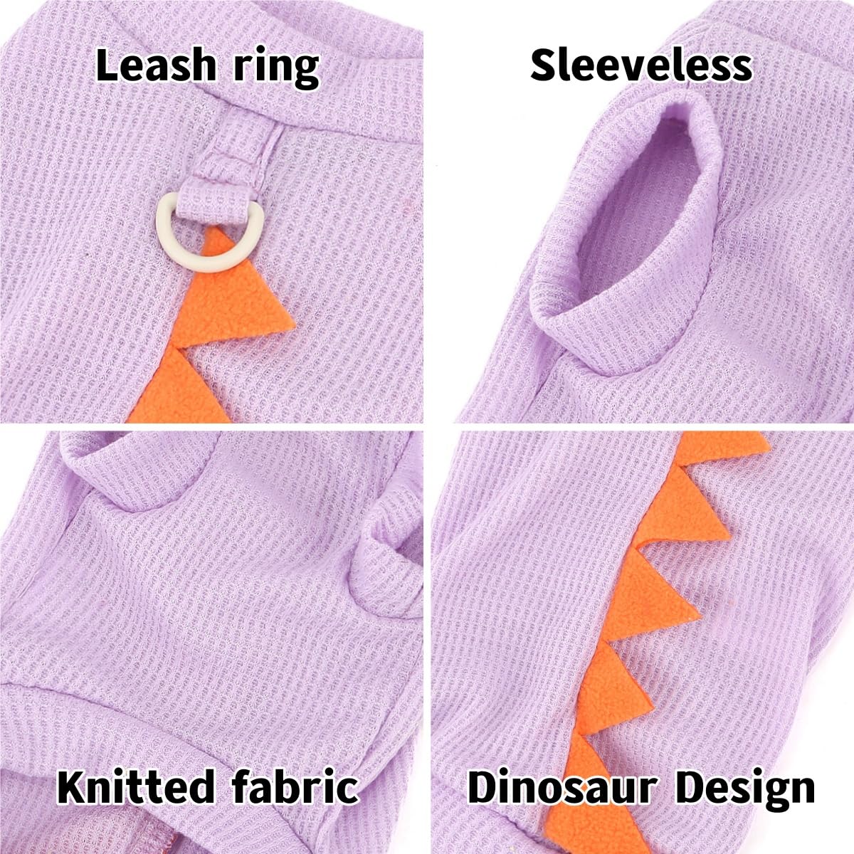 XHYRHTS Camiseta De Dinosaurio De Punto De Gofre para Mascotas para Perros Pequeños Y Pequeños Jersey Lindo para Cachorros Camiseta Sin Mangas Chaleco Transpirable Yorkie Chihuahua Ropa De Primavera Y