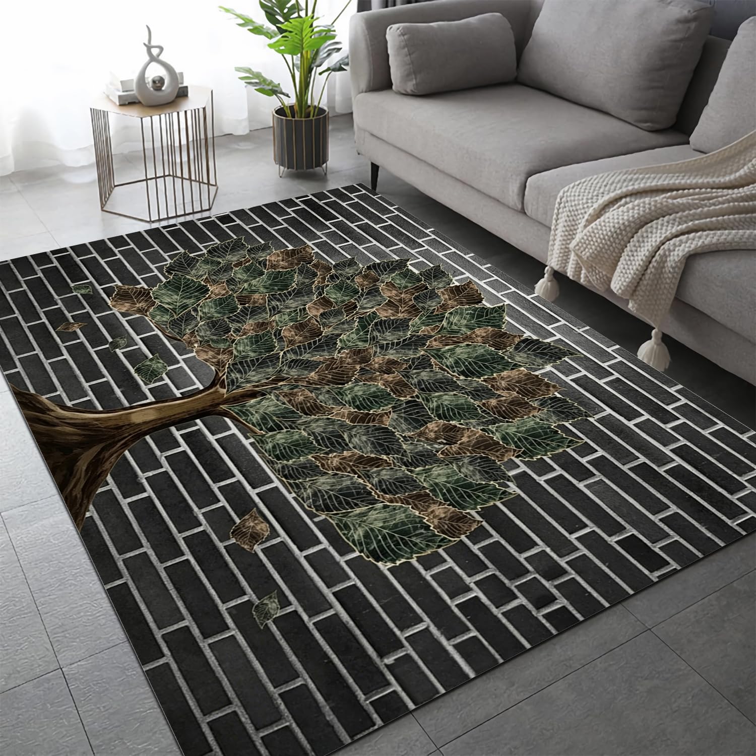 Tapis antidérapant lavable Arbre de la Vie style rétro