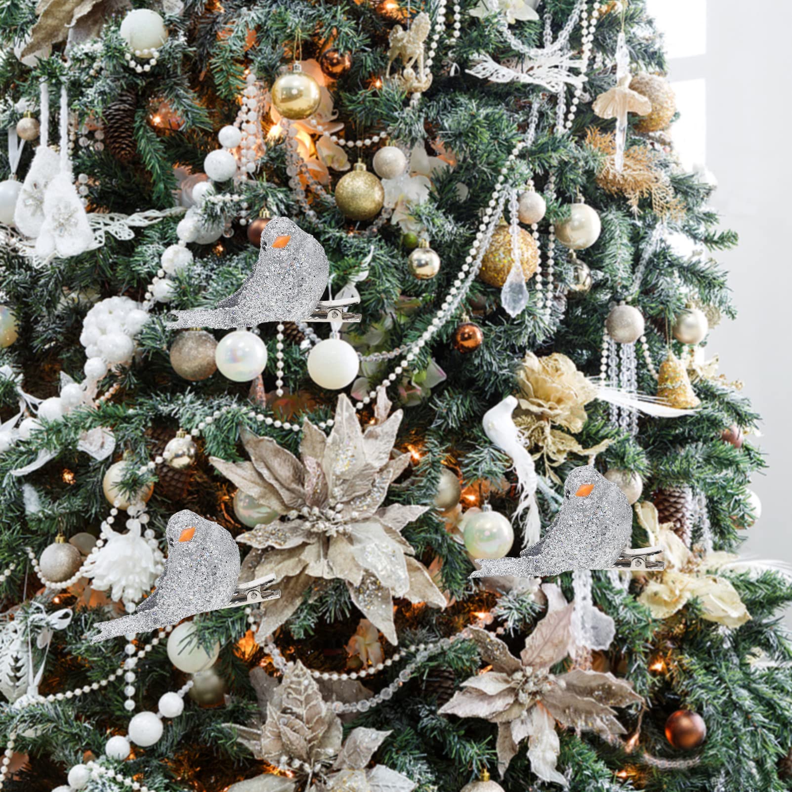 DECHOUS 36pezzi Uccelli Decorativi Per Albero Di Natale Foam Clip Chic Per Decorazioni Festive Ornamenti Per Scene Natalizie