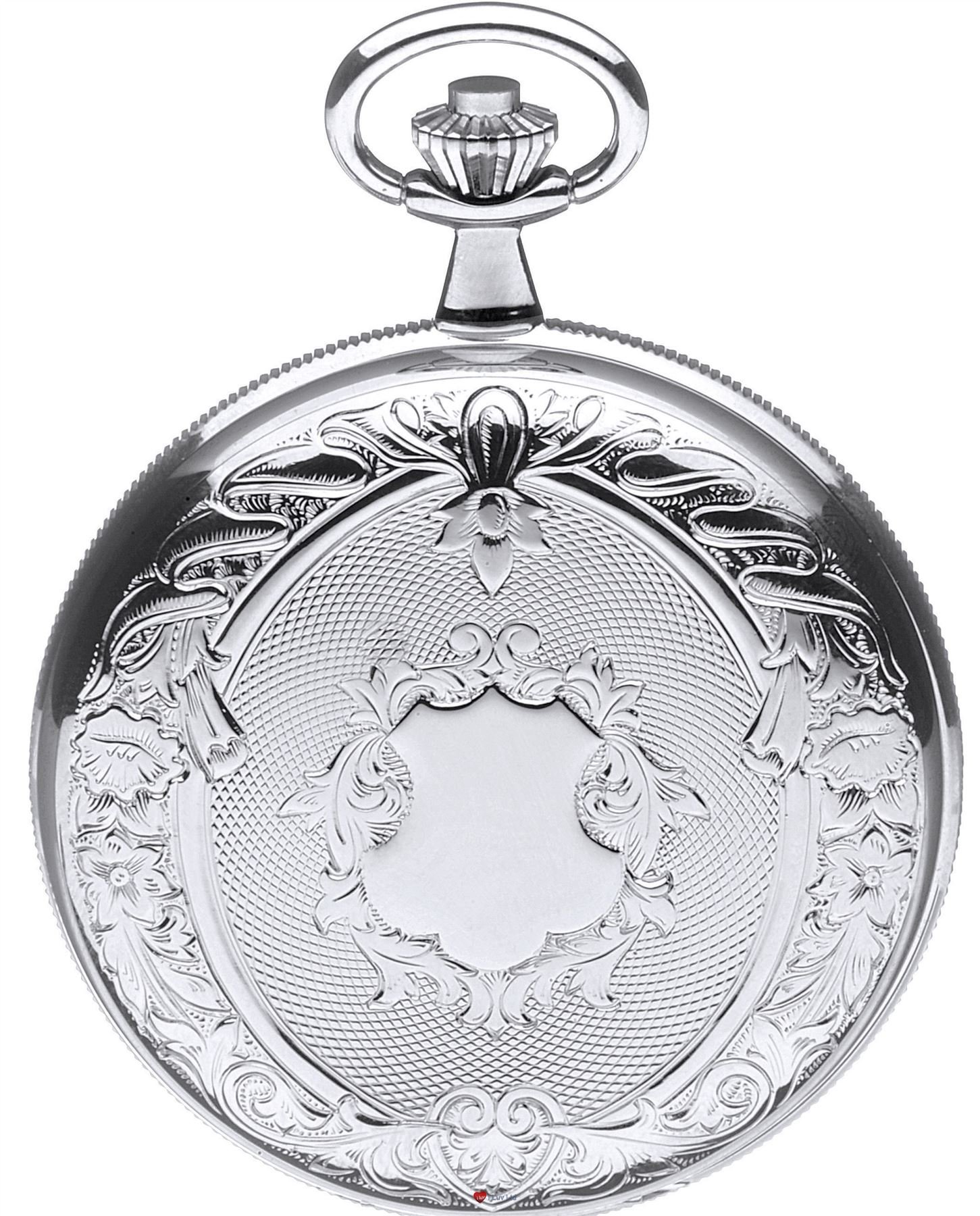 I LUV LTD Ornate Hunter Skeleton Pocket Watch 17 Jewelled Mechanical Chromed Case