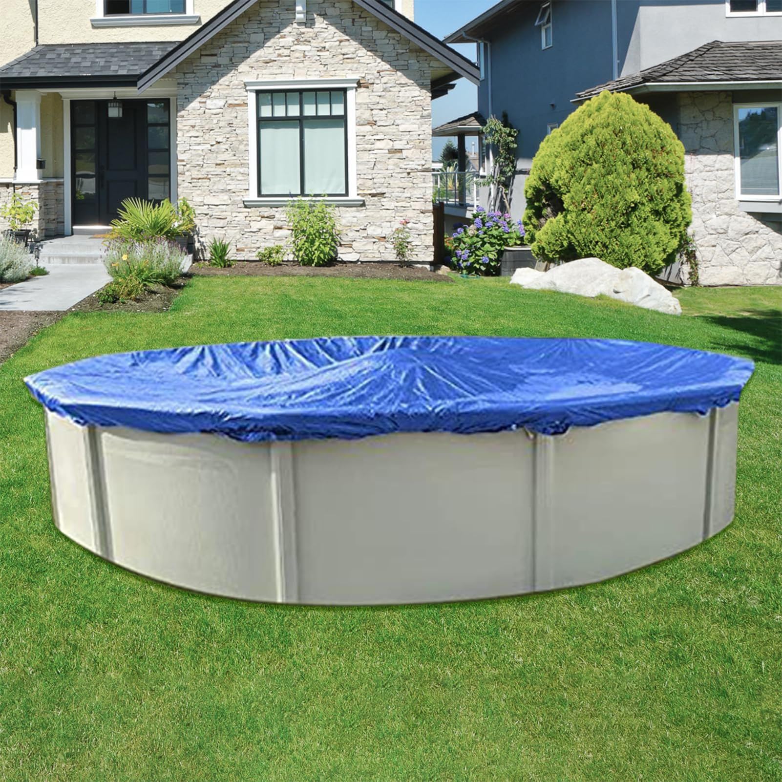 Tapis de sol de piscine, 2 m x 4 m, tapis de piscine pour dessous de piscine, doublure double face, tissu de couverture de natation robuste, tapis de sol plus épais pour éviter les perforations et