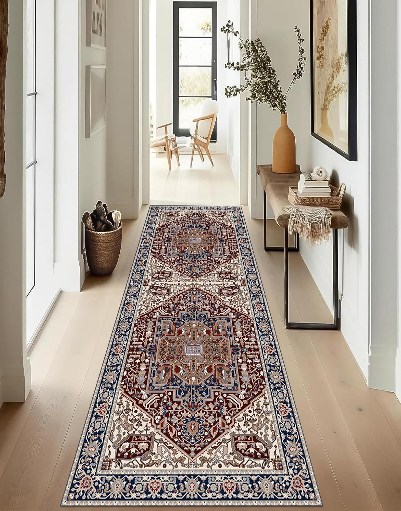 Tapis de cuisine lavable 80x120 bleu rouge pour salon et chambre