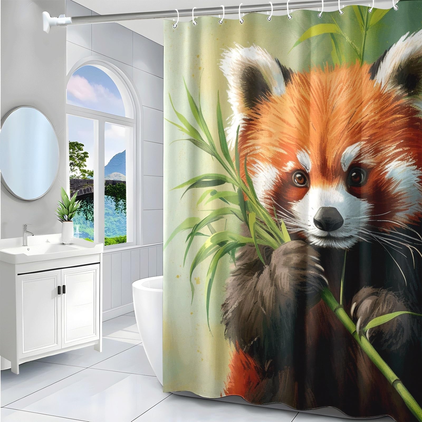 Tenda Doccia Carini Animali Arancioni Tenda Doccia Antimuffa Impermeabile Poliestere Lavabile con 12 Ganci Facile da Installare Tende Finestra Bagno per Dormitorio Hotel(180x220cm)