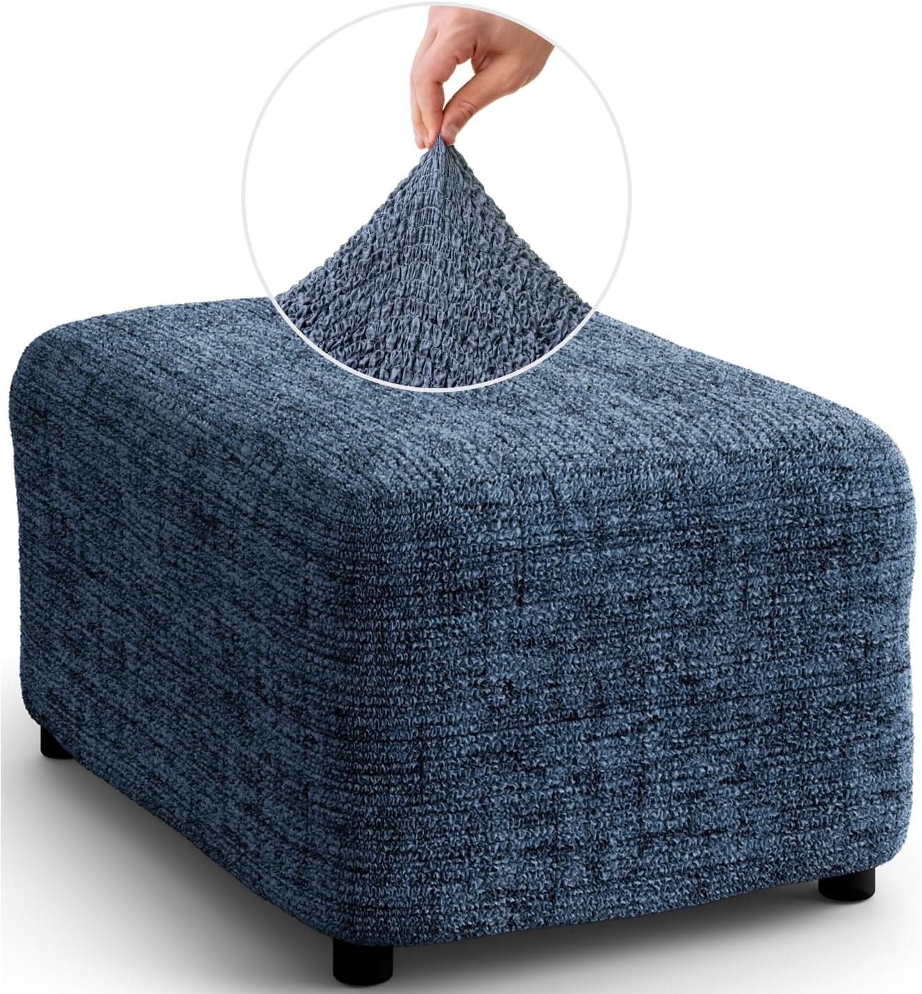 XGANGM 45cm Ronde Fluwelen Ottomaanse Kruk Cover Slipcover Stretch Fluwelen Ronde Poef Cover Kleine Voetenbank Protector Cover Opbergstoel Slipcover Wasbaar, Taupe