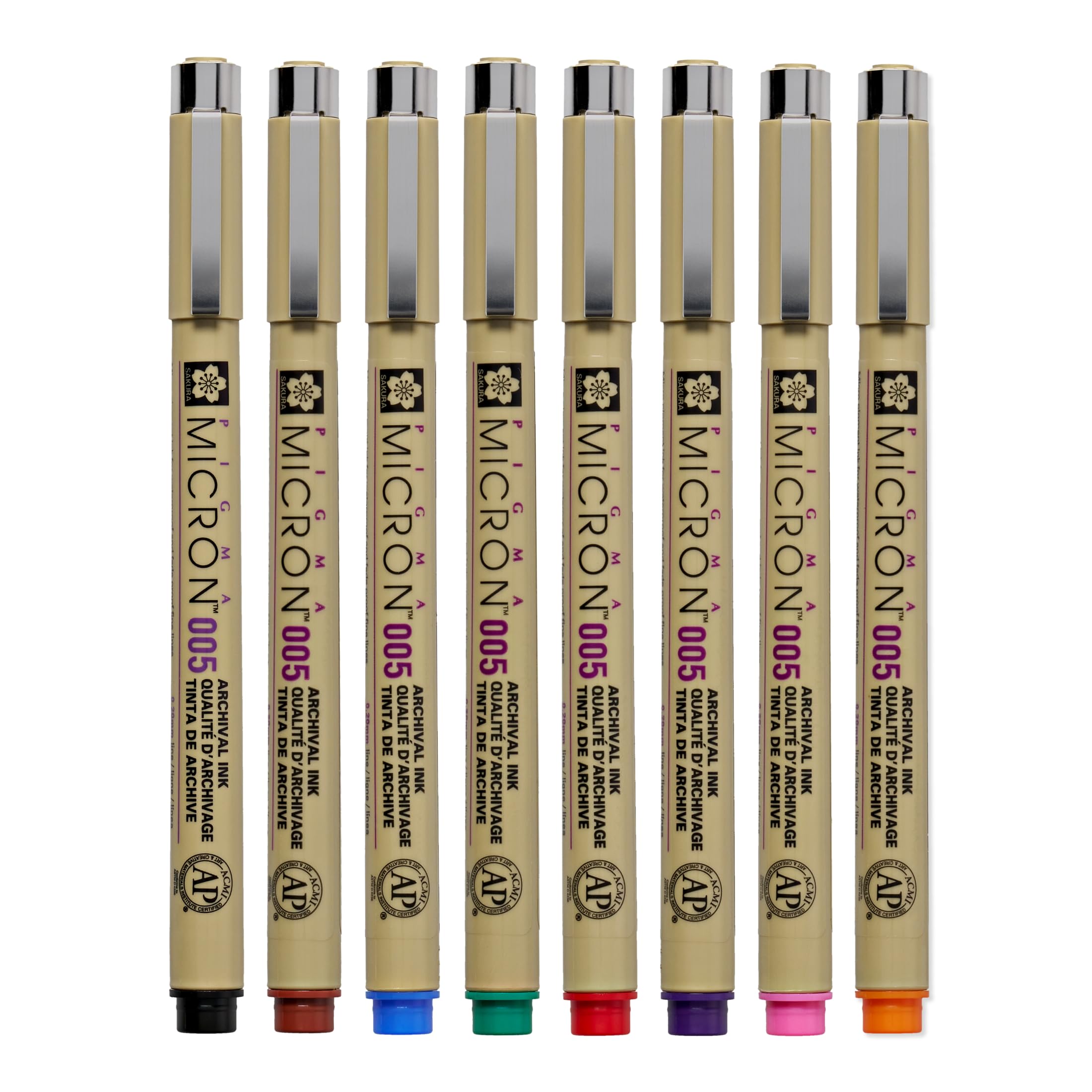 SAKURA Pigma Micron 005 8 Color Set Water Based Pigment for Illustration - Holiday Gifts for Artists, Crafters & DIY Gifts Projects