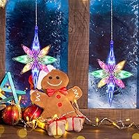 Vista 8 de Mudder Luces de estrella de Navidad de 10.8 pulgadas, decoración de estrella de plástico iluminada para árbol de estrellas, estrellas colgantes