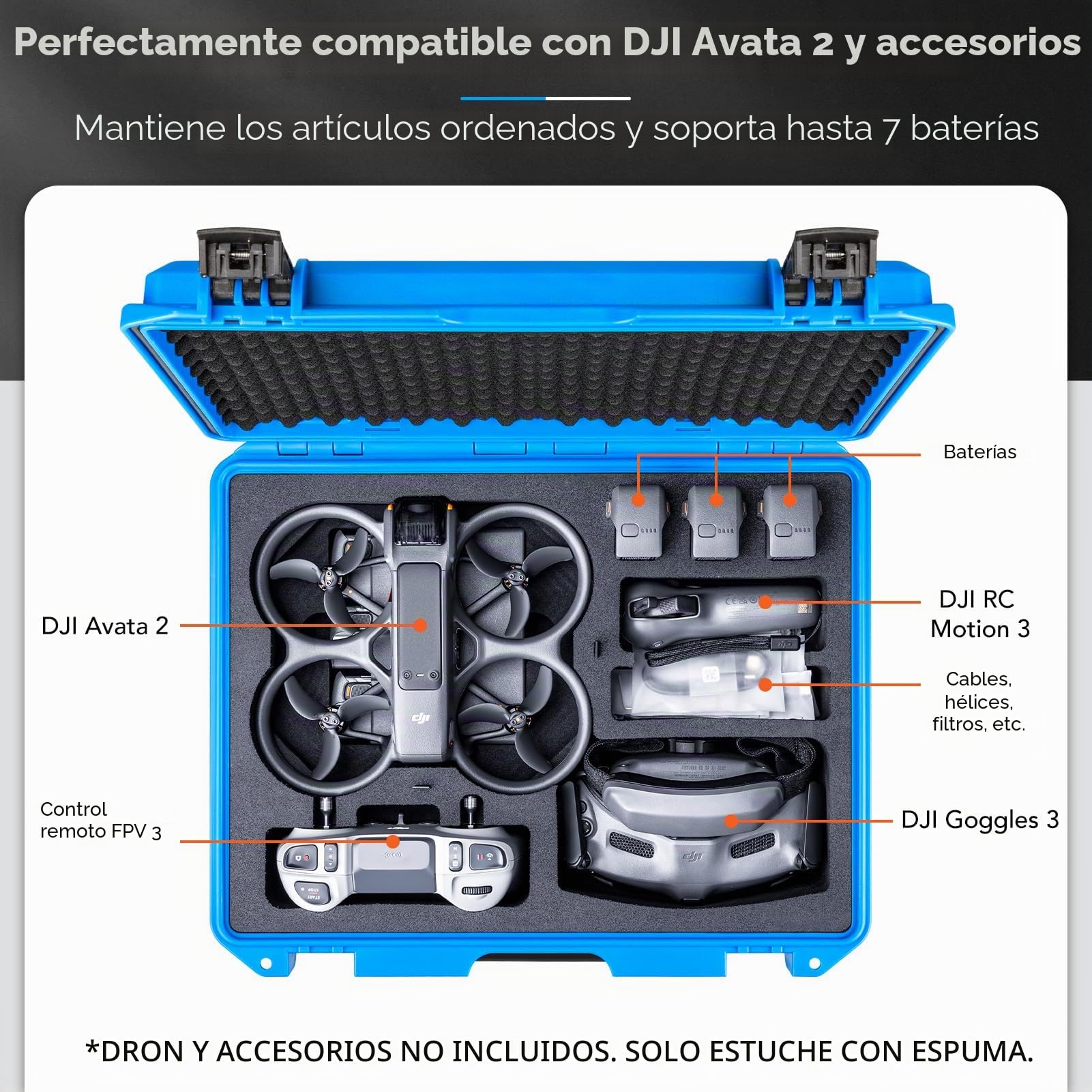 Lykus Titan AT200 Maletín Maleta Estuche Case para dji Avata 2,Goggles 3,RC Motion 3, FPV Control Remoto 3, Admite hasta 7 baterías [Solo Estuche]