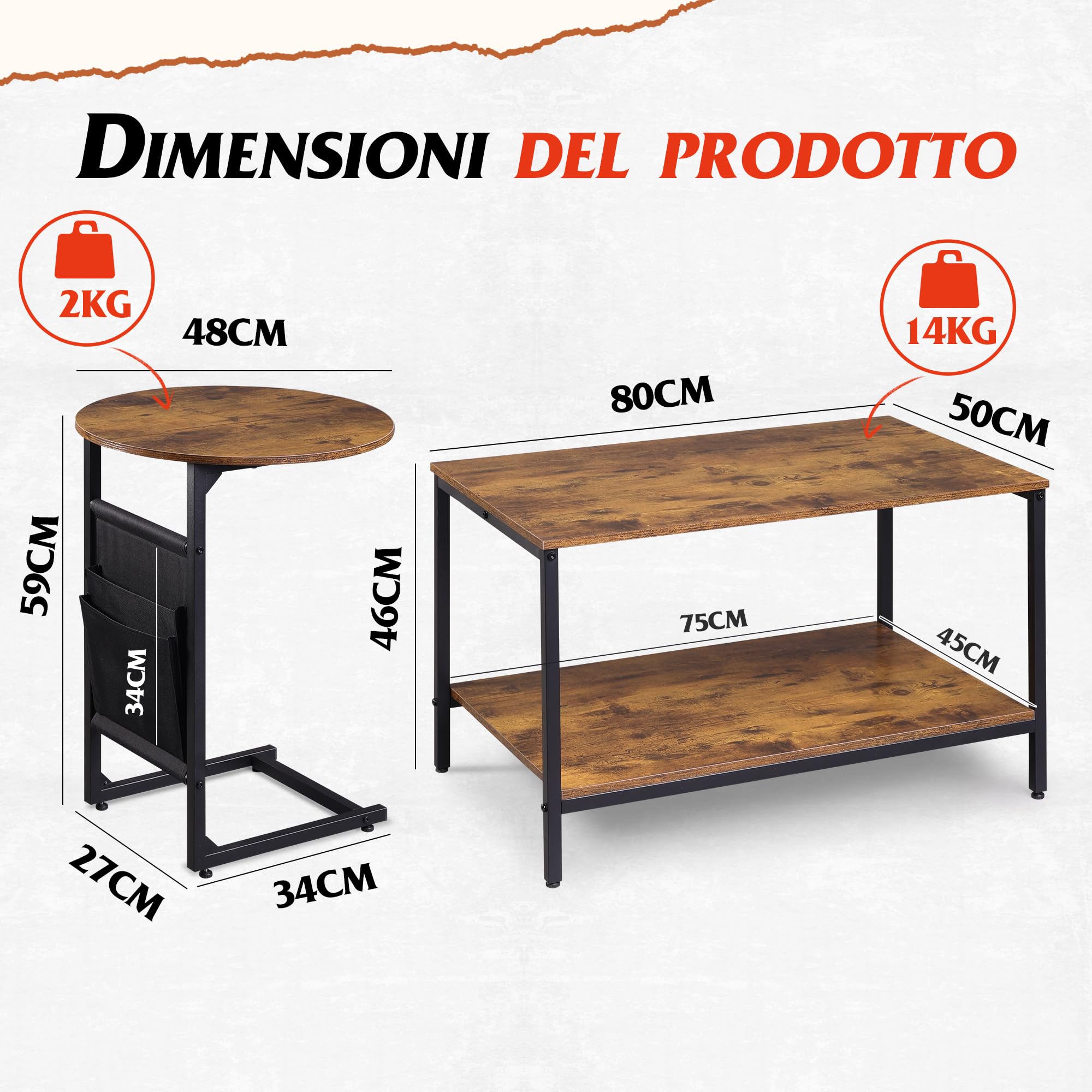 Set di 2 tavolini incastrabili in metallo | Maisons du Monde