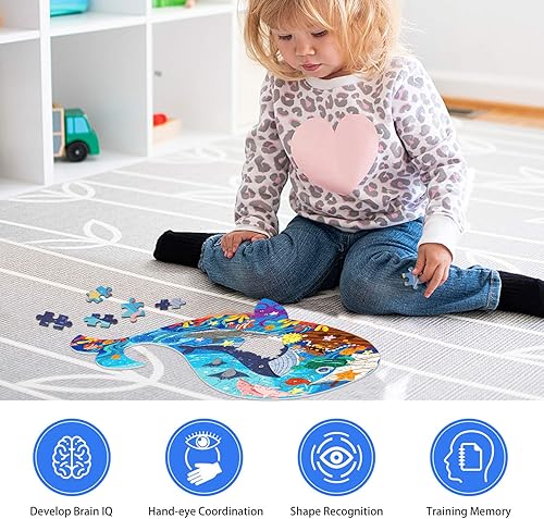 Miniatura 7 de Rompecabezas para niños de 4 a 8 años, 150 piezas de cartón con forma de triceratops para amantes de los animales, caja y póster resistentes,