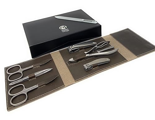 Miniatura 6 de Niegeloh Solingen TopInox - Juego de 7 piezas de manicura de acero inoxidable quirúrgico alemán para hombres alemanes, kit de aseo XL en funda de