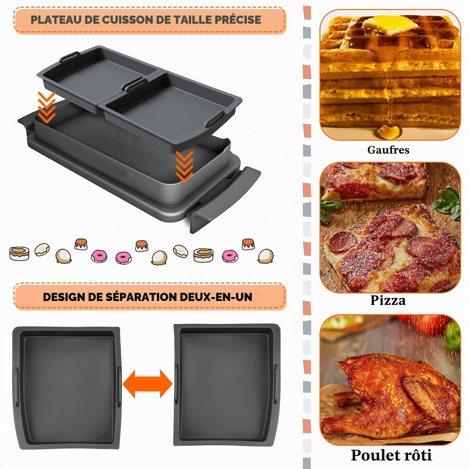 Rierousy Lot de 2 séparateurs de plat Tefal OptiGrill XL, tapis en silicone, insert pour accessoires OptiGrill