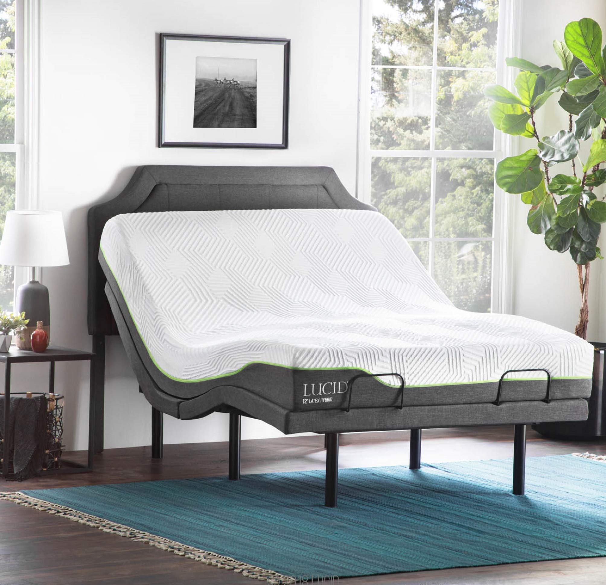 Lucid L300 Queen Adjustable Bed Base with Lucid 12 inch Latex Hybrid
