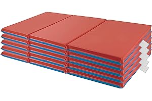 ECR4Kids Premium Folding Nap Mat with 2" Thickness in Red and Blue, Pack of Five