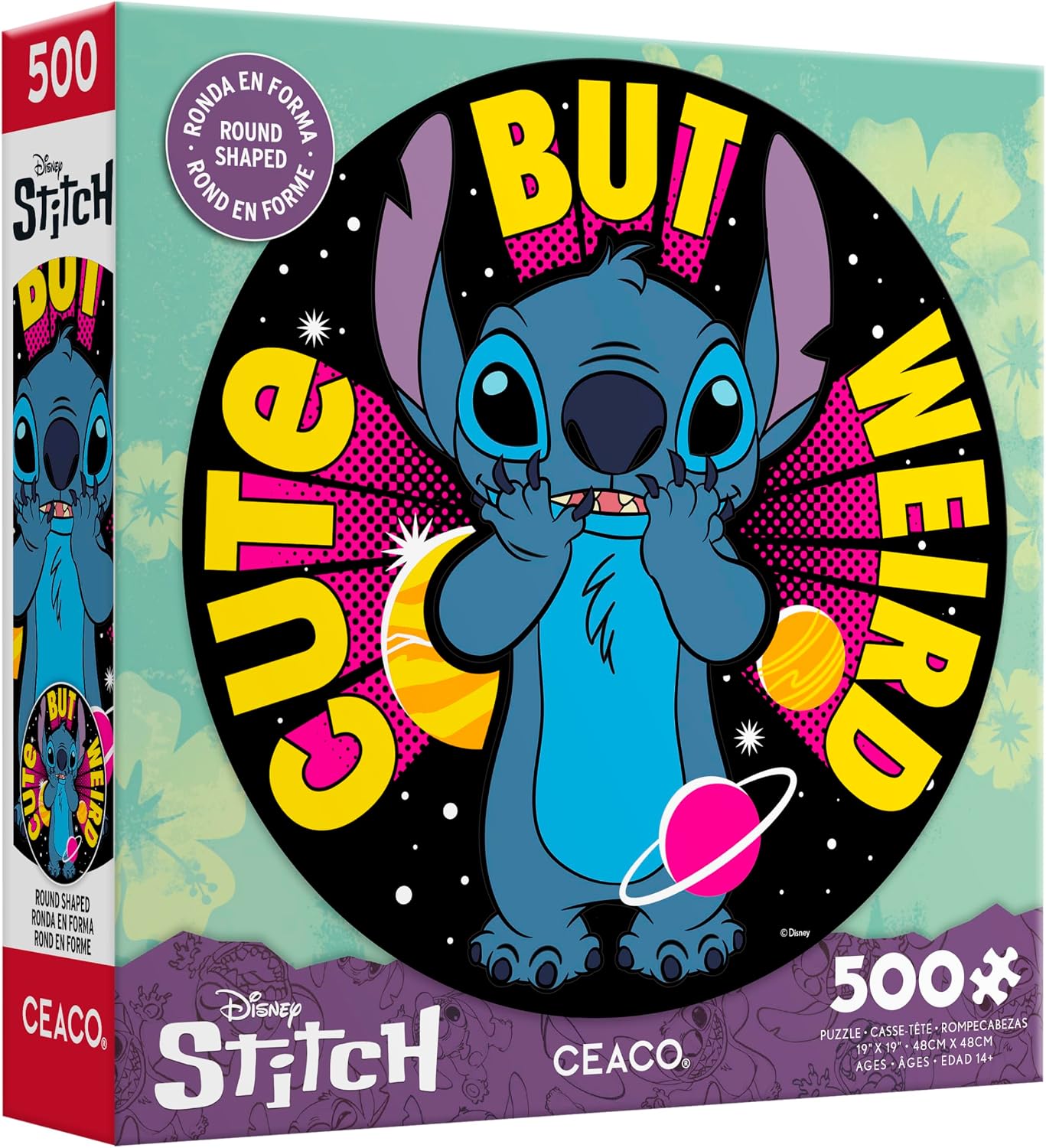 Ceaco - Disney - Lilo & Stitch - Stitch, Cute but Weird - 500 Piece Round Jigsaw Puzzle for Adults - Challenging Puzzle Perfect for Game Nights