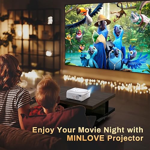Miniatura 7 de MINLOVE Mini proyector reproductor de DVD integrado, proyector Bluetooh nativo 1080P, portátil para exteriores, proyector de video LED de 8000 l