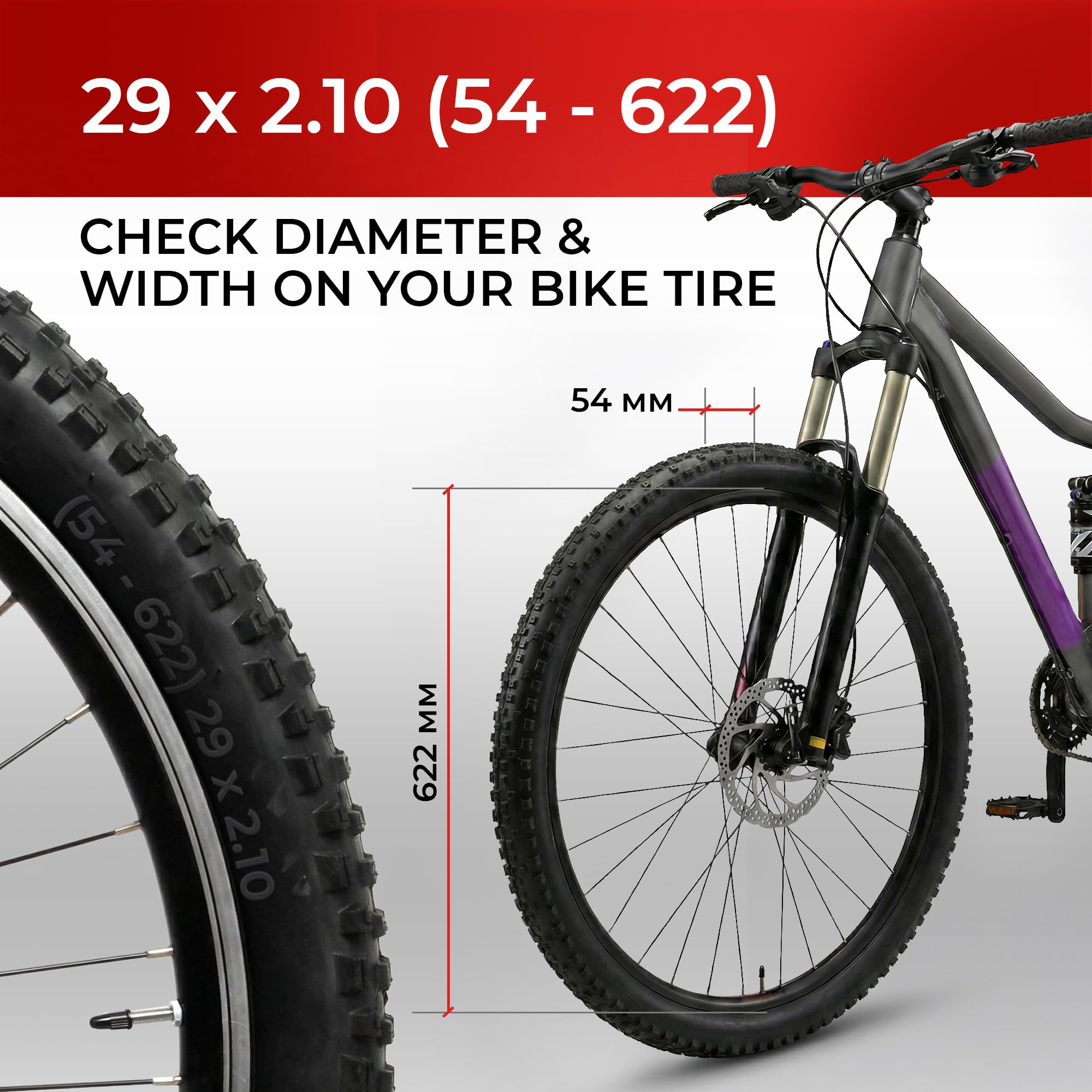 Fincci Trakon MTB 29 2.10 Pokrowce na rower MTB 29 Składane 54-622 2,5 mm Odporne na przebicie Nylon 27 TPI - Opona górska do rowerów elektrycznych, XC, Enduro i hybrydowych