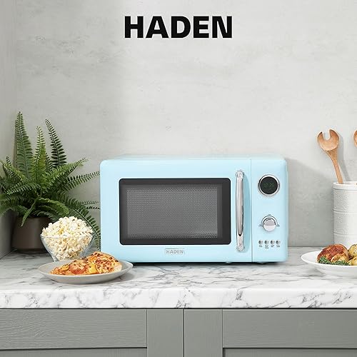 Miniatura 6 de Haden Horno microondas de 700 vatios y 0.7 pies cúbicos con controles digitales, descongelación e inicio instantáneo para encimera, pequeño Turquesa