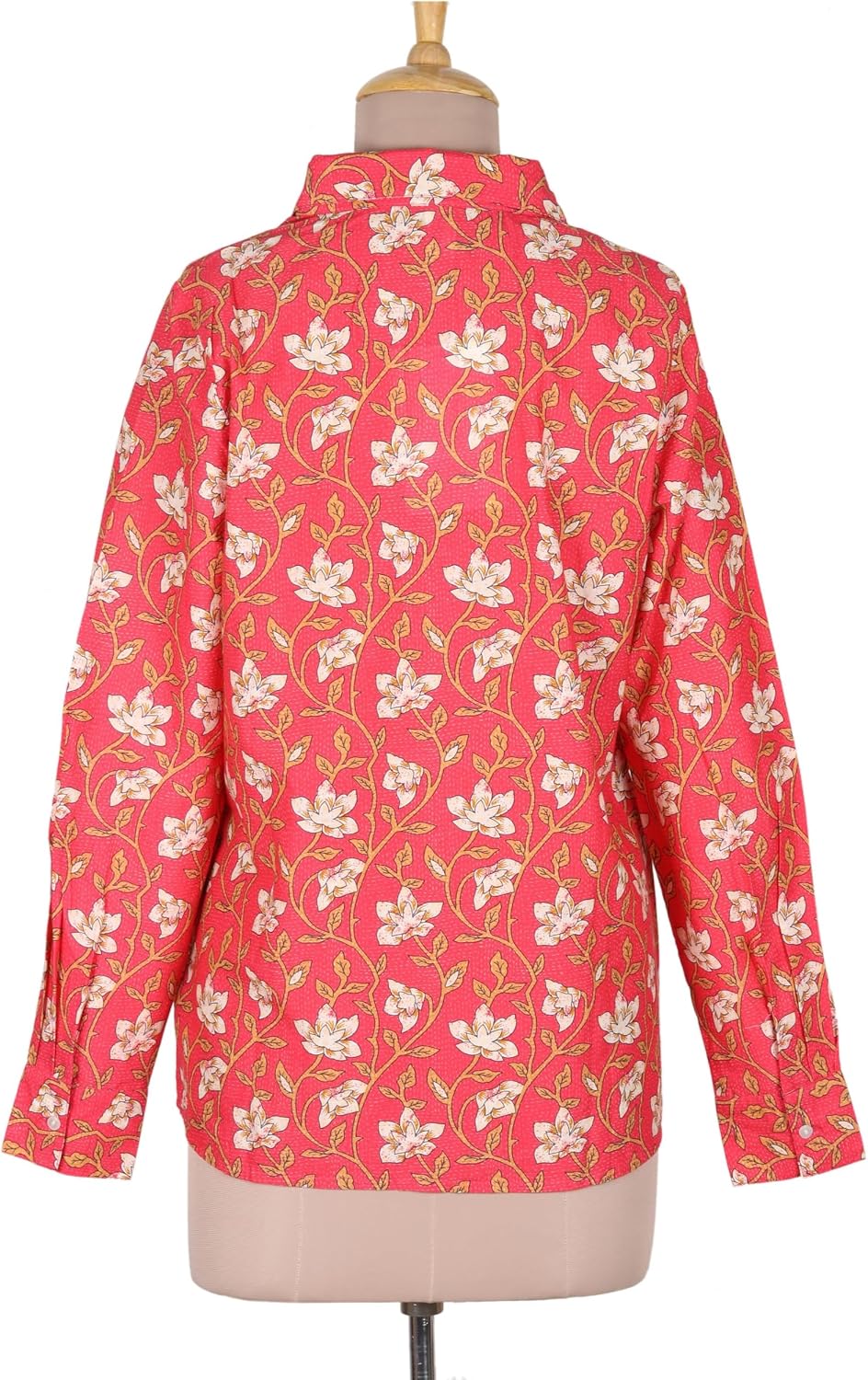 NOVICA Artisan Handmade Floral Cotton Blouse Printed Clothing Multicolor Casual Shirts India 'Blissful Blooms'