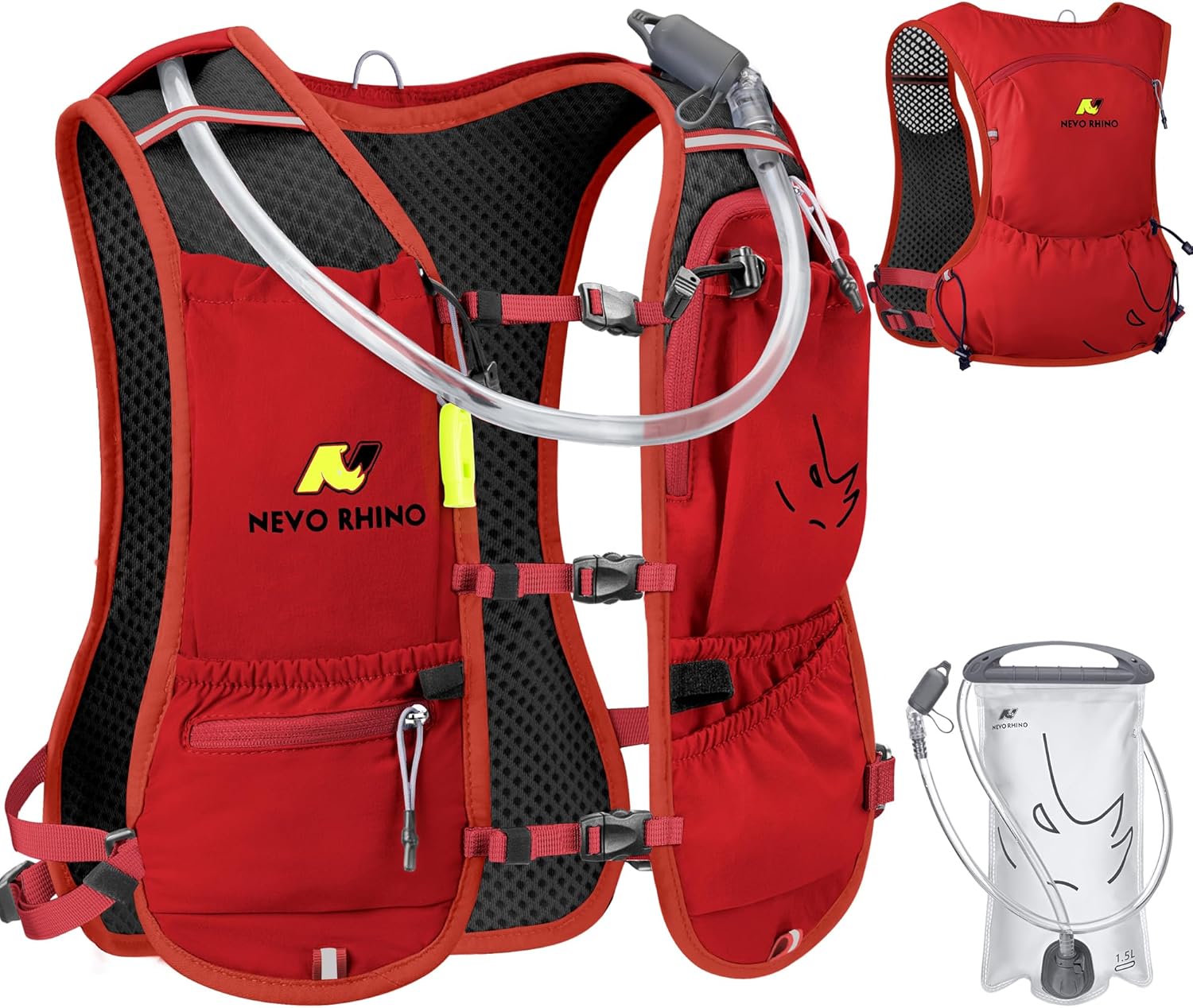 Running Vest with Water Bladder 1.5 Liter, Small Hydration Water Vest, Lightweight Hydration Pack Multi-Pocket 11x - for Hiking Race Trail Marathon for Women Men