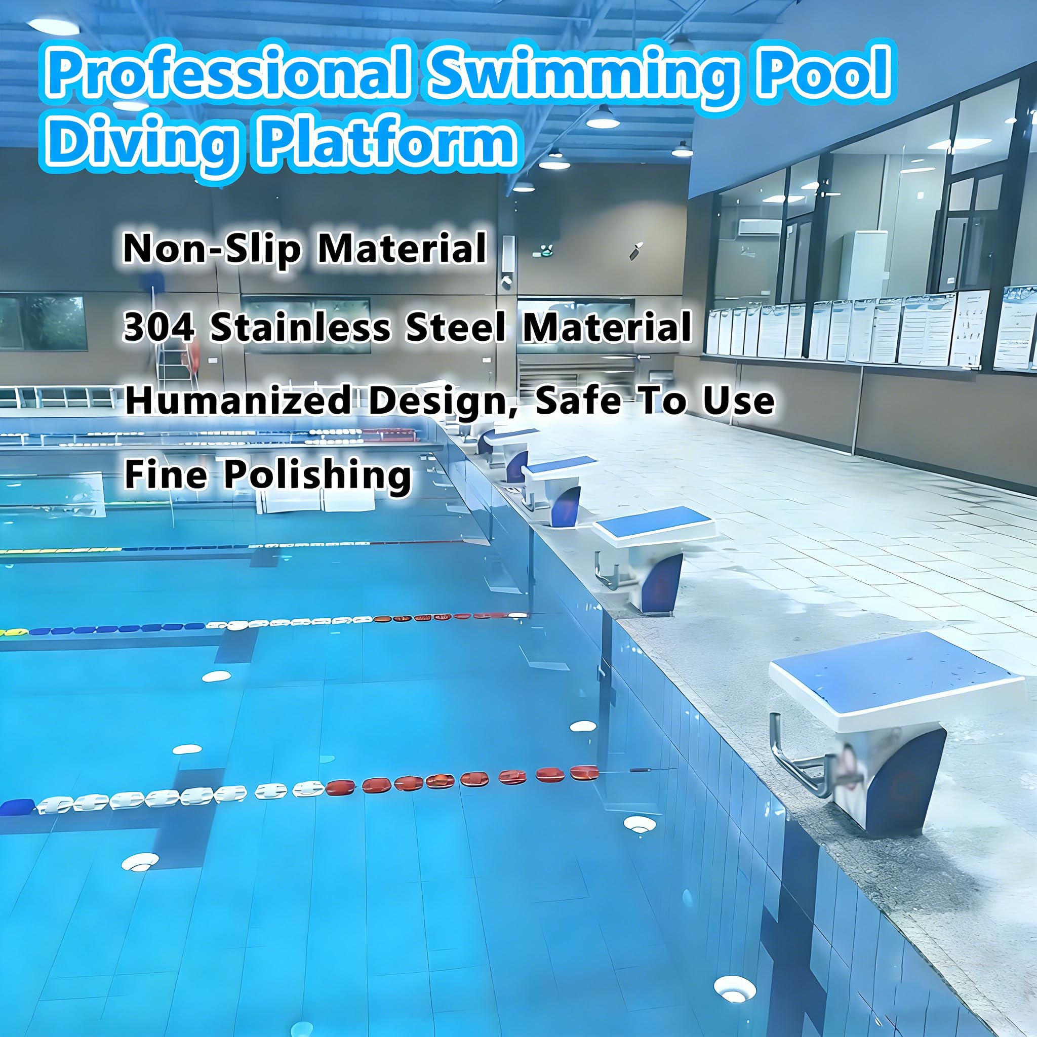 Generico Trampolino per Tuffi da Piscina con Superficie Antiscivolo, Piattaforma inclinata di 15° per allenamenti e competizioni di Nuoto, Facile Installazione, Durevole e sicura per Un'Esperienza di