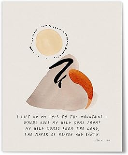 Psalm 121:1-2, I lift up my eyes to the mountains - where does my help come from? Christian Poster, Scripture Gifts, Bible Verse Decor, 8" x 10" Poster Print UNFRAMED