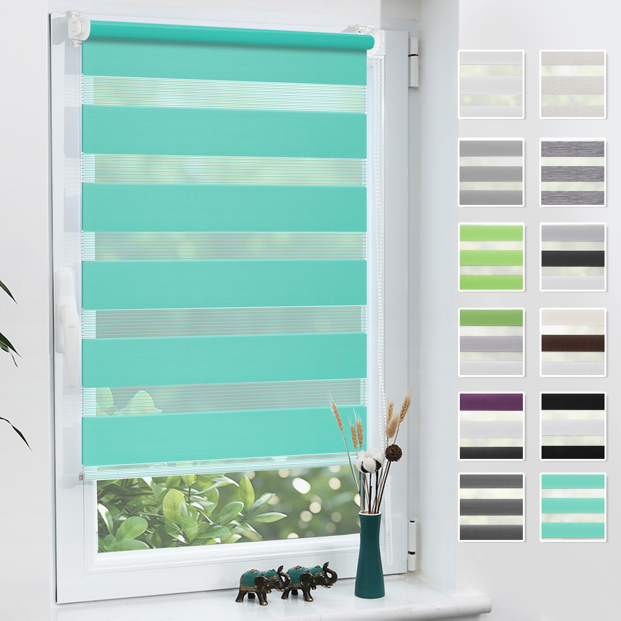 Doppelrollo Klemmfix ohne Bohren, Rollos für Fenster ohne Bohren
