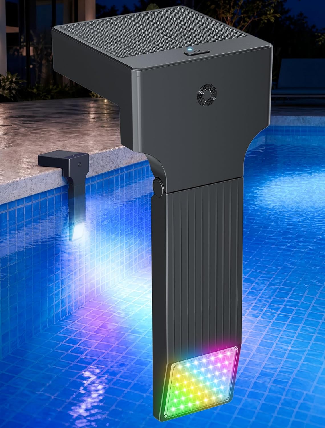 Solar Pool Lights Only for Inground Pool, 10-Color 4-Mode LED Underwater Light with Auto Dusk Sensor, Waterproof & Submersible Design, Timer Off, Remote, 1 Pack