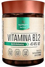 Nutrify Vitamina B12 - Metilcobalamina 414% VD - Multivitamínico - Suplemento Alimentar para Melhorar o Metabolismo Energético - Vegano e Livre de Aditivos Artificiais - 120 Cápsulas