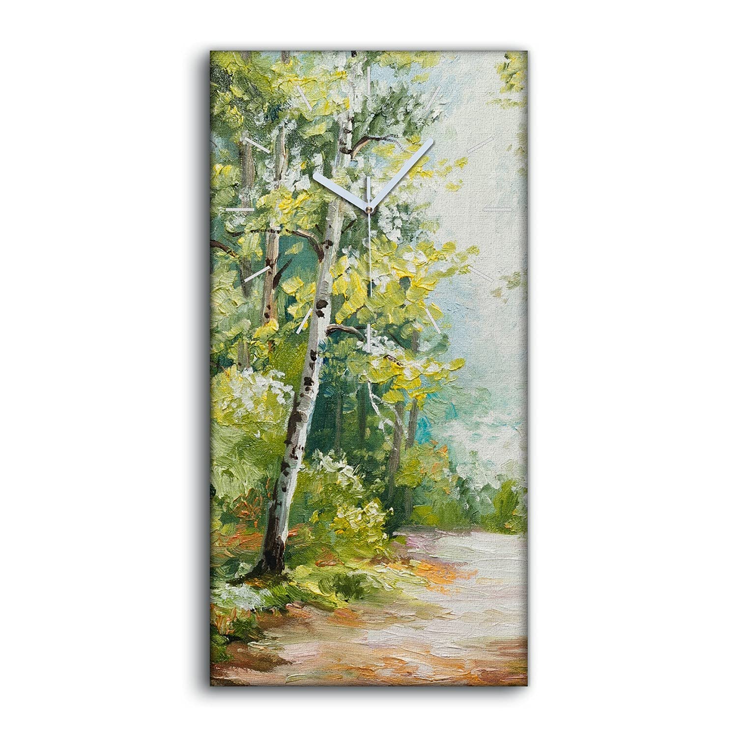 Horloge sur Toile Décoration Salon et Chambre Motif Forêt d'Été 30x60cm