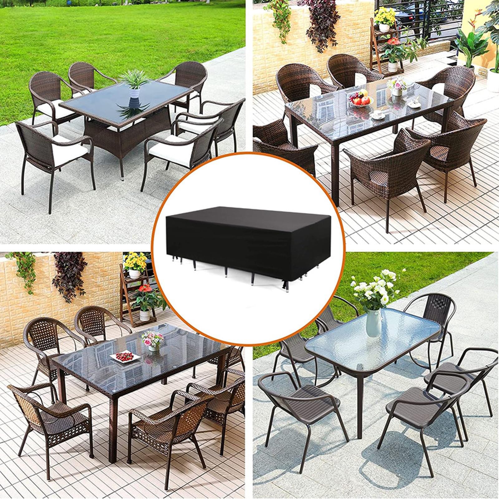 Housse Table de Jardin Housses de Meubles 300x180x75cm Bâche Salon de Jardin Extérieur Tissu 420D Oxford Housse de Protection Salon de Jardin Bâche Table Jardin
