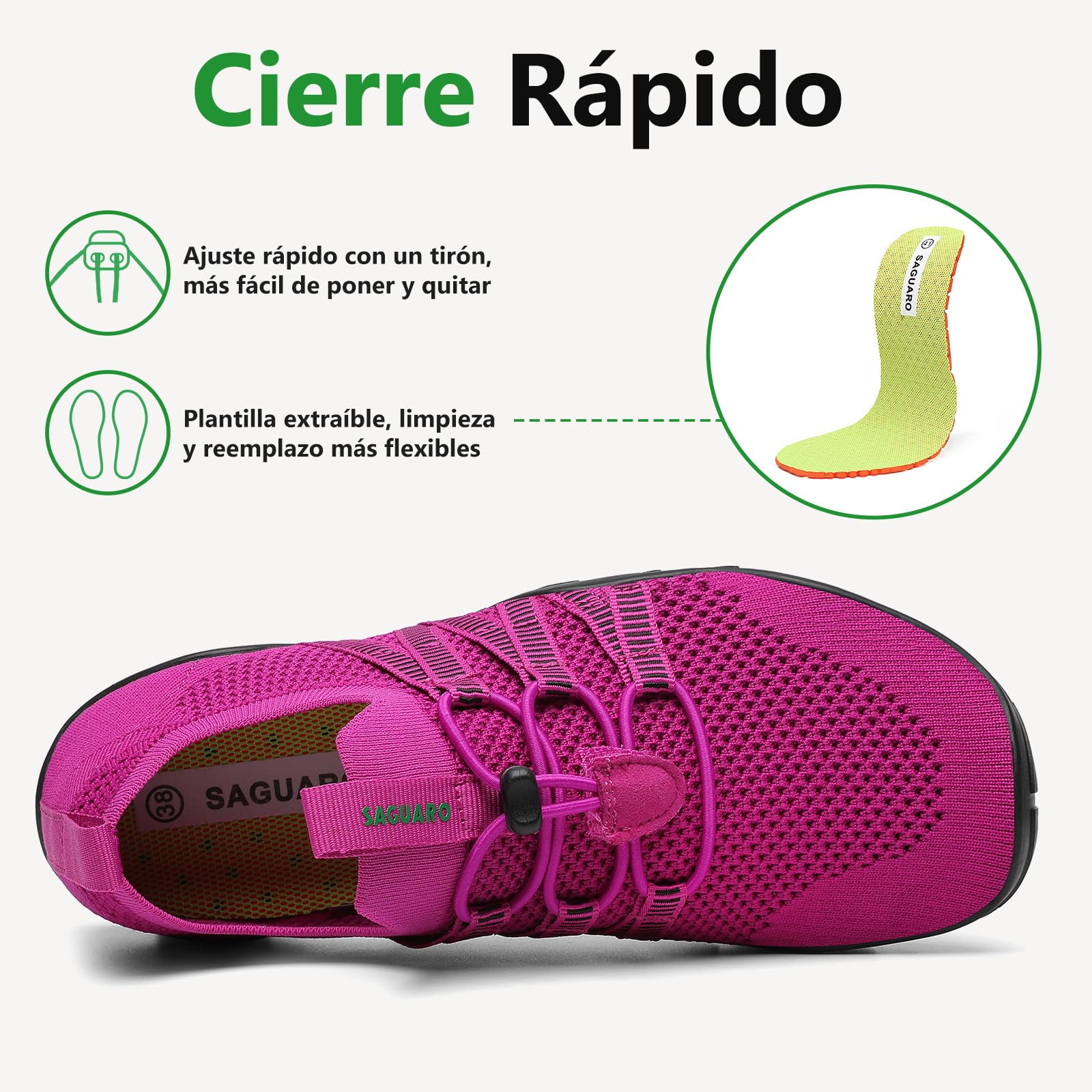 SAGUARO Hombre-Zapatos de Agua Mujer-Surf Antideslizante Secado Rápido