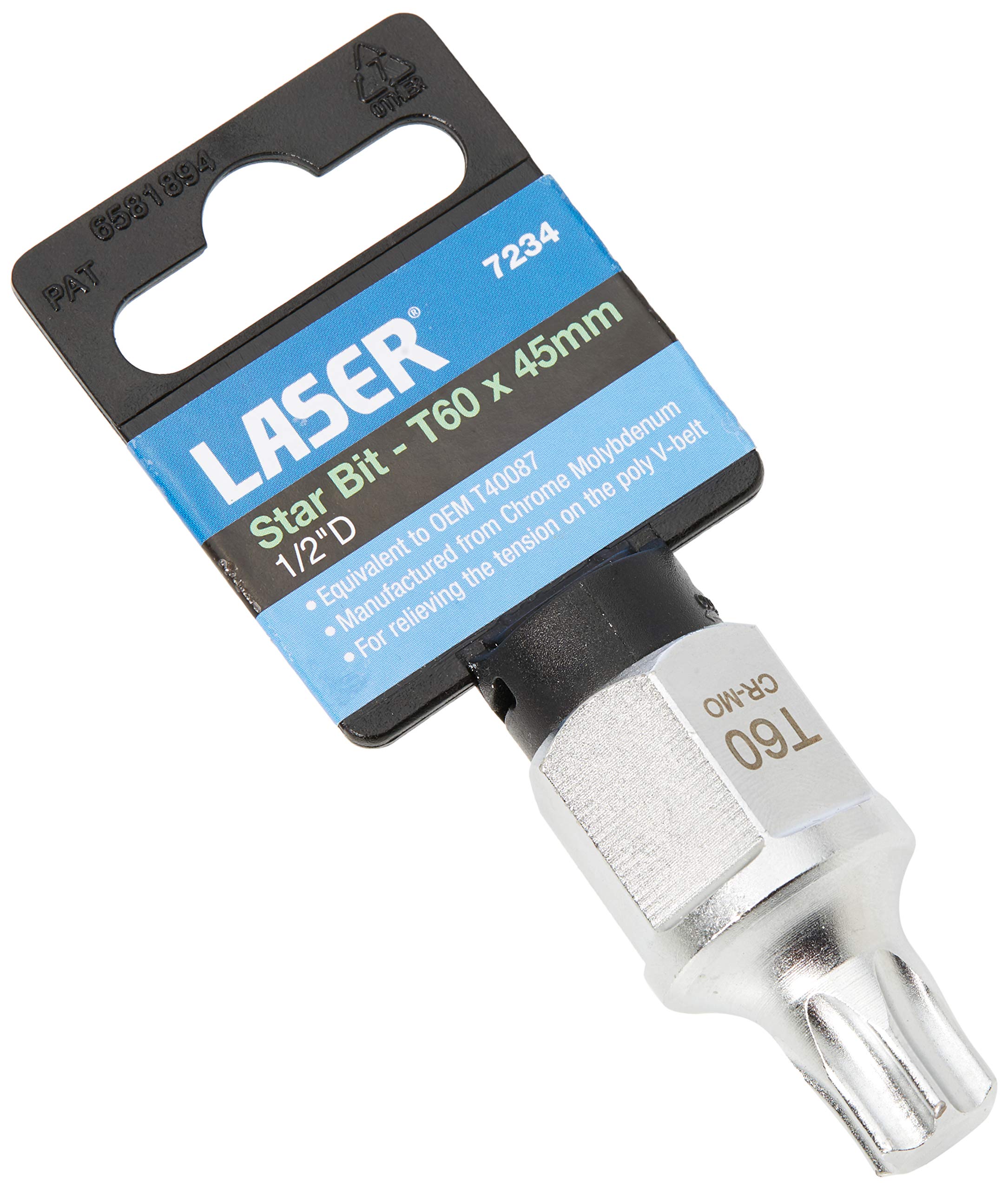 Laser 7234 Stubby Star Socket Bit 1/2"D T60, Variety pack