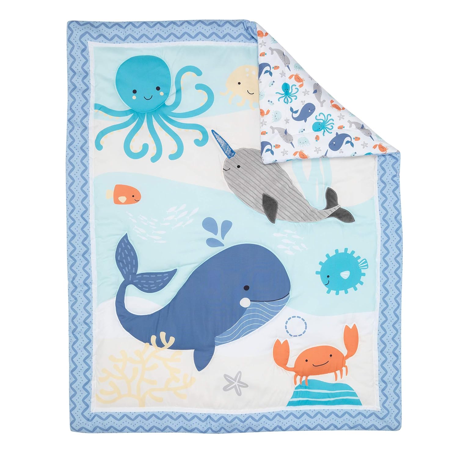 Bedtime Originals 3 Piece Crib Bedding Set, Whales Tales, Multicolor, 284003V : Baby