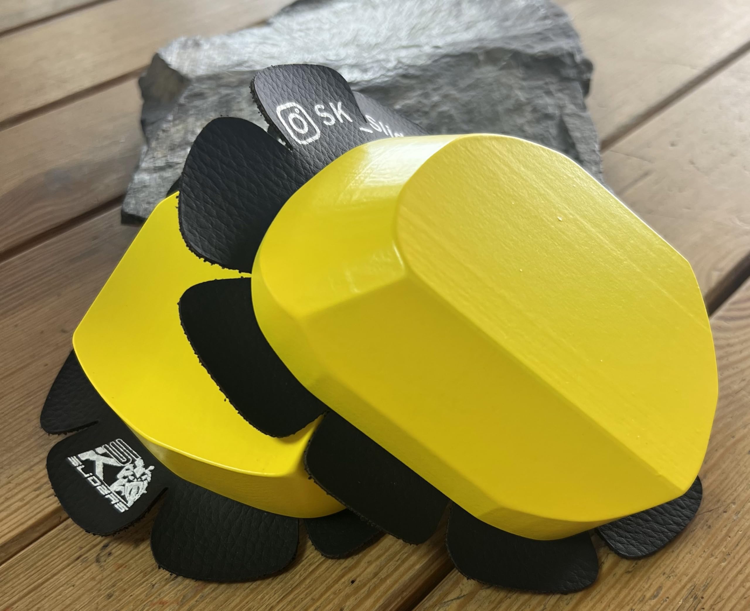 KLAMOTTEN STORE Holz Knieschleifer KS-Sliders Knieschoner Motorrad Schutzbekleidung (neongelb)