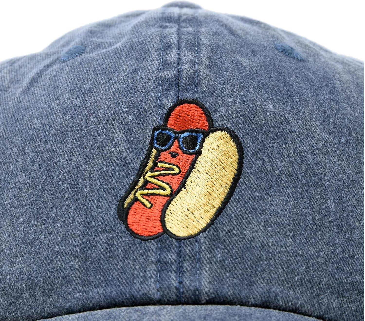 DALIX Hot Dog Embroidered Cap Cotton Baseball Summer Cool Dad Hat Mens
