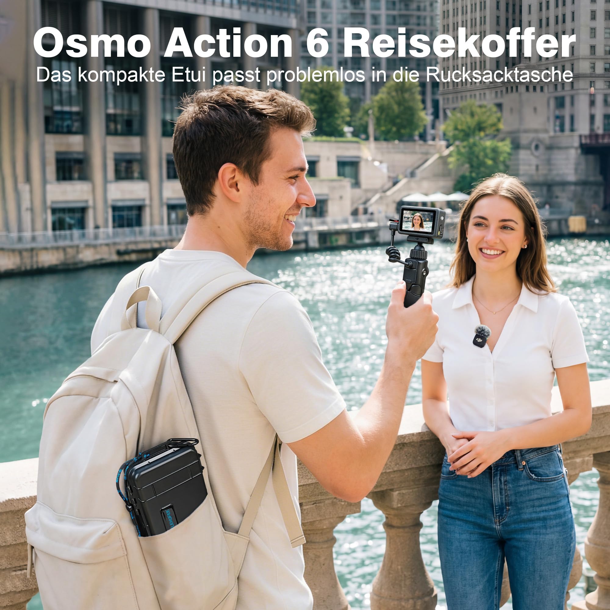 LEKUFEE Klein Wasserdichter Tragekoffer für DJI Osmo Action 6/5 Pro/4/3 Standard Combo,Essential Combo und Zubehör (nur Tragetasche)