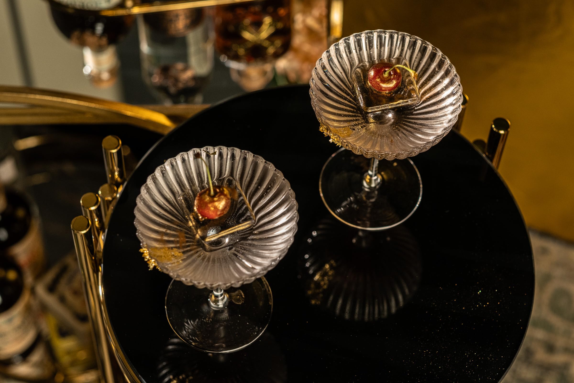 Coupes à Cocktail Coquillage Venus | Lot de 4 | 240 ml | Coupes à Champagne en Cristal Côtelé pour P-Star, Espresso Martini, Margarita, Daiquiri, Cosmopolitan, Gimlet | Verrerie Cadeau Élégante