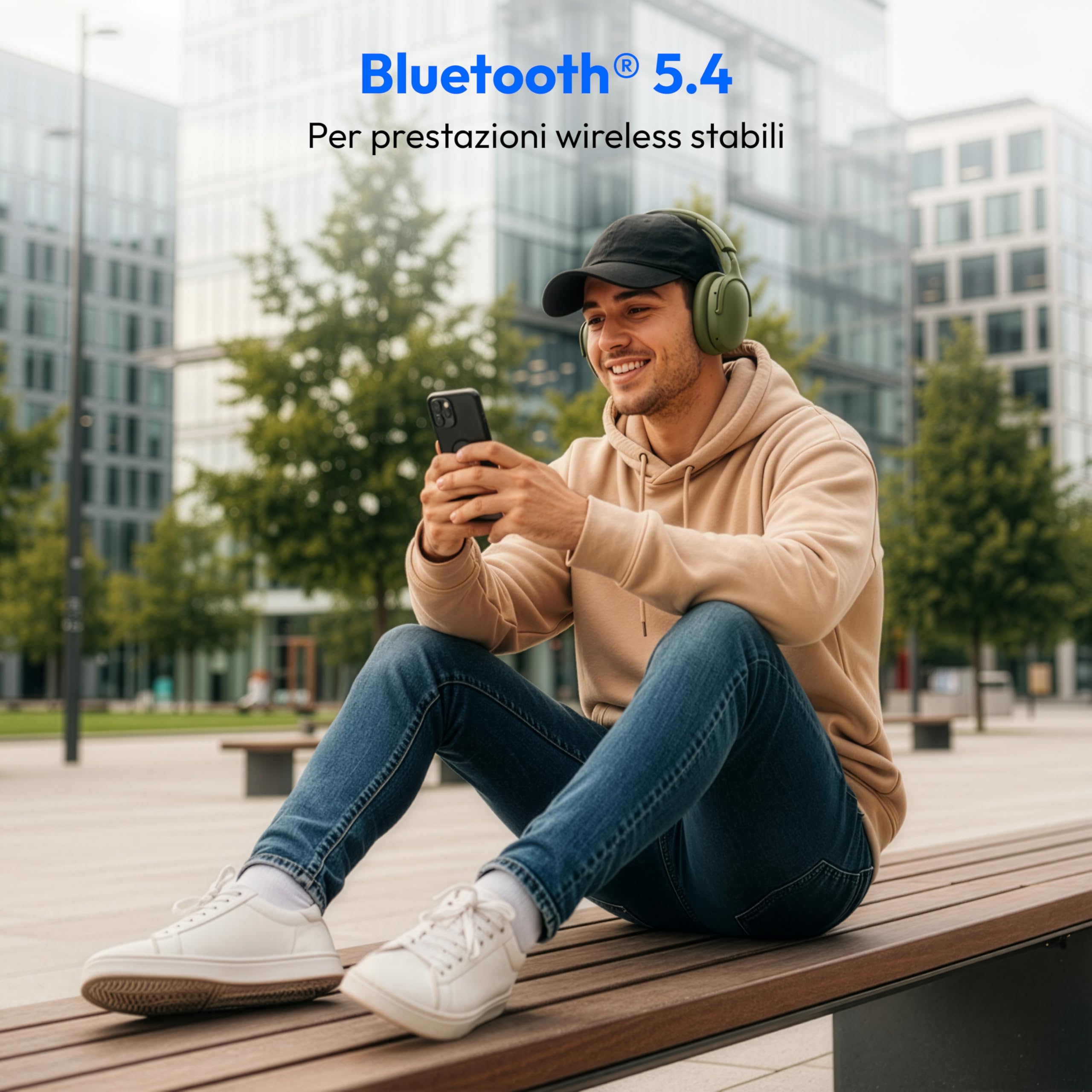 MEDION cuffie Over Ear HX-1 Pure (Bluetooth, wireless, fino a 100 h di autonomia, protezione dagli spruzzi IPX4), verde