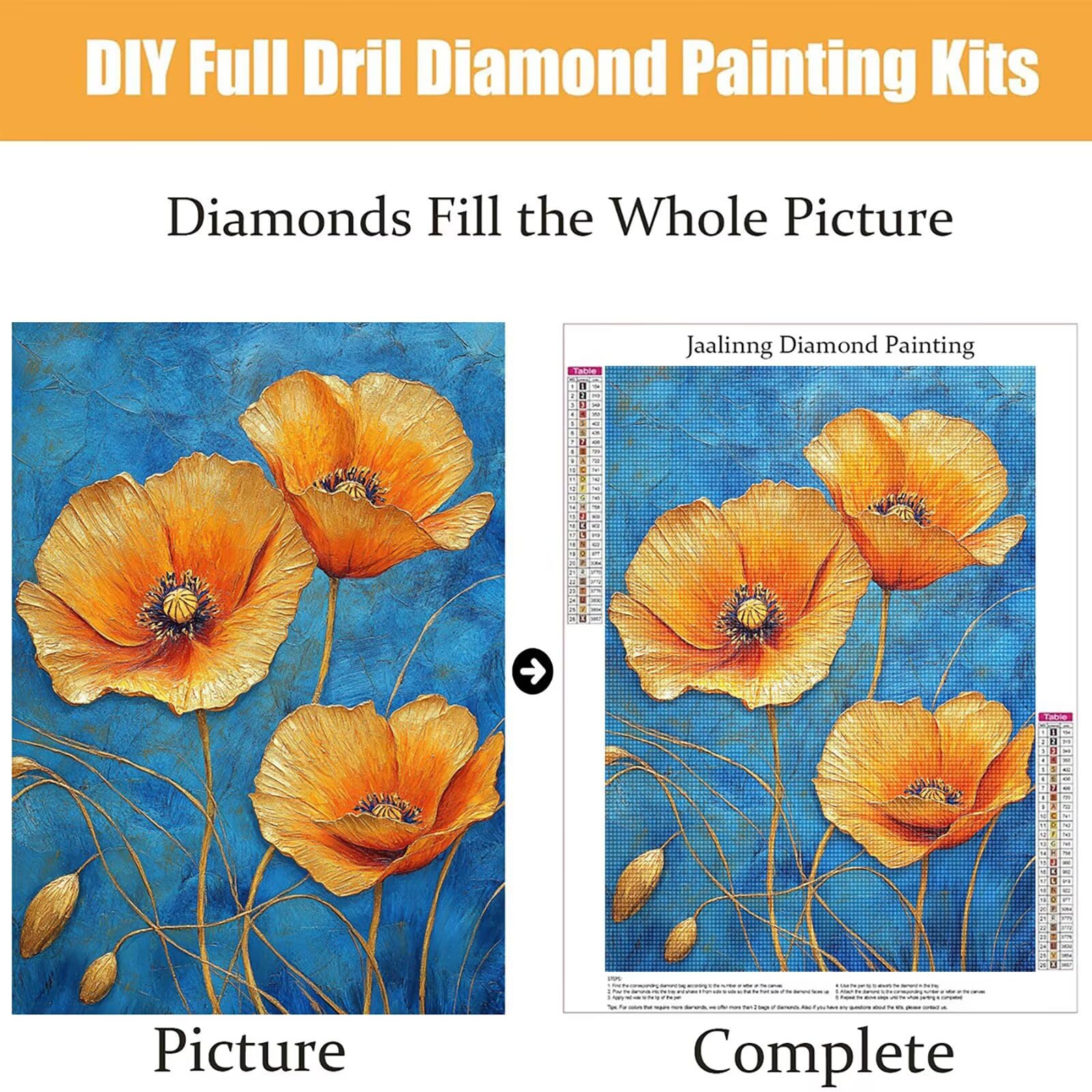 Diamond Painting Kit Completo, Diamond Painting Astratto, 5D Quadrato Pittura Diamante Kit Manualidades Adultos DIY Diamantini Crystal Art Disegni Ricamo Punto Croce Artigianale, 60x90cm Fiori j0-972