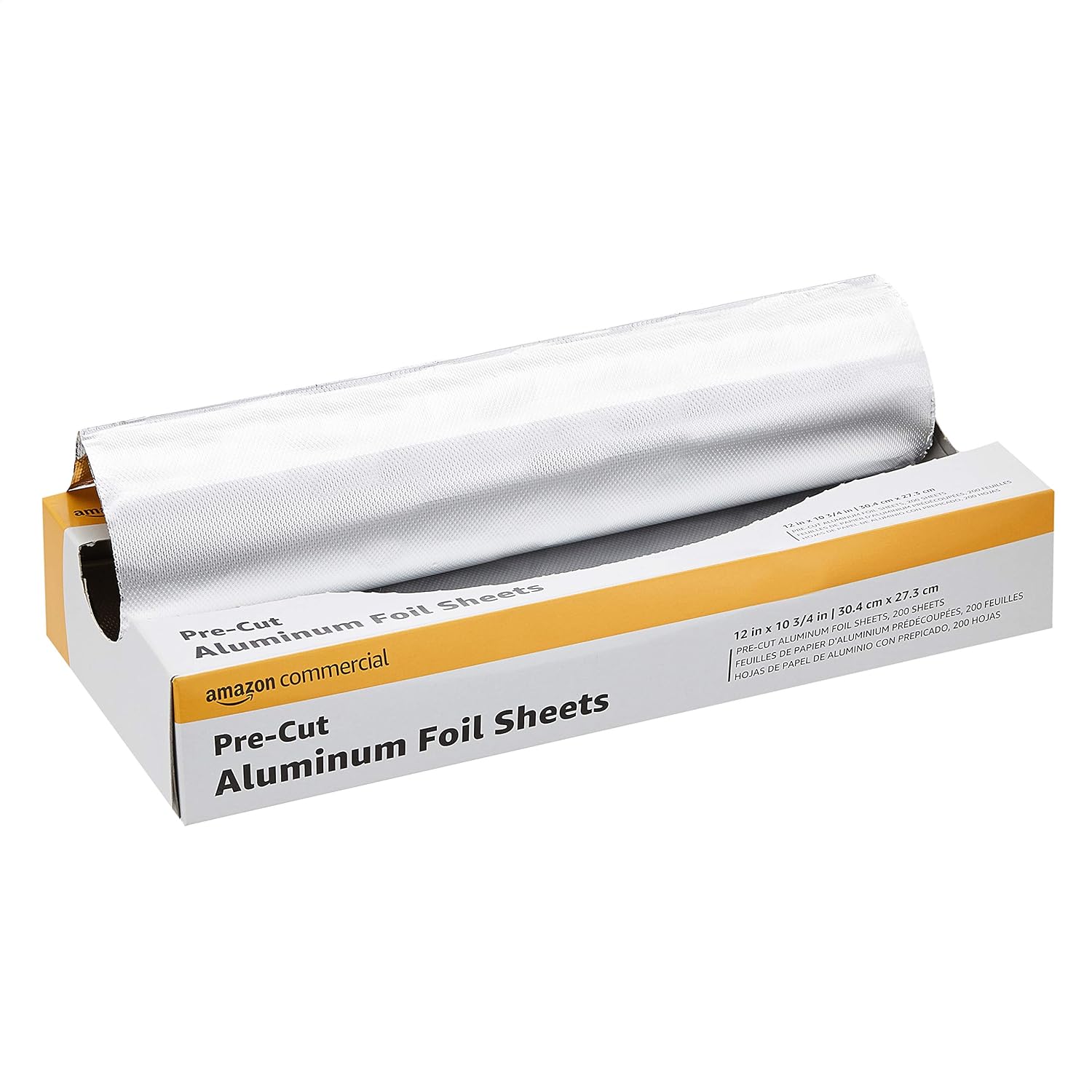 AmazonCommercial Pre-Cut Aluminum Foil Sheets, 12" X 10-3/4", 12 Boxes of 200 Sheets (2,400 Sheets per Pack)