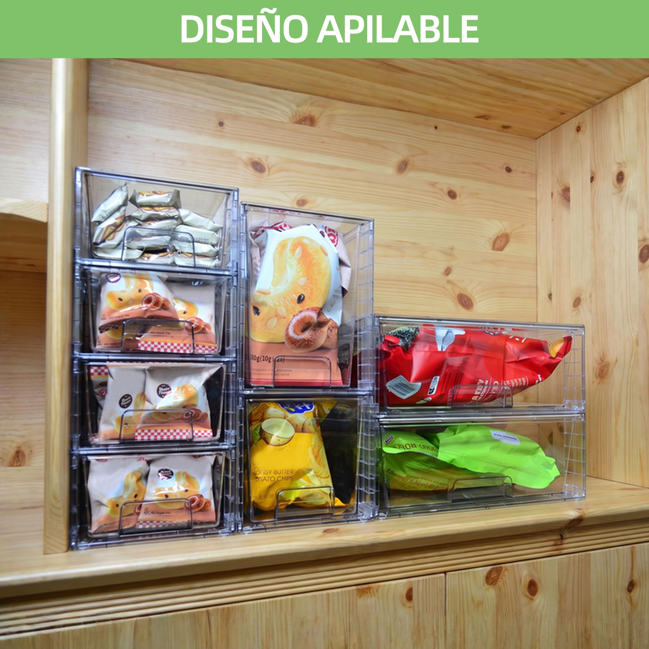 4 Cajones Apilables Transparentes, Organizadores de Plástico para Cuidado de la Piel, Baño, Cocina, Tocador, Despensa, Oficina, Armario y Almacenamiento Bajo Fregadero