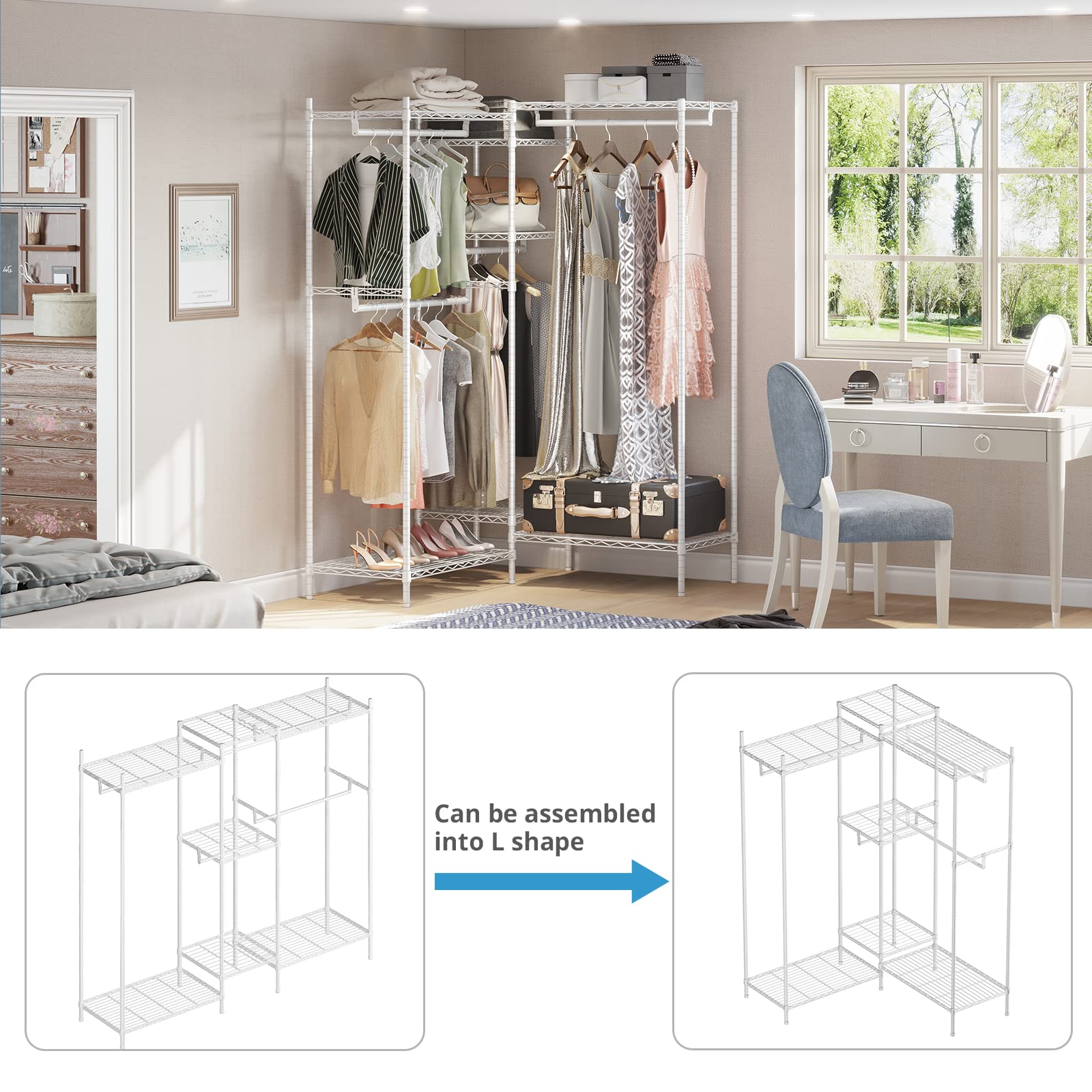 VIPEK V6 Wire Garment Rack 5 Tiers Heavy Duty Clothes Rack for Hanging