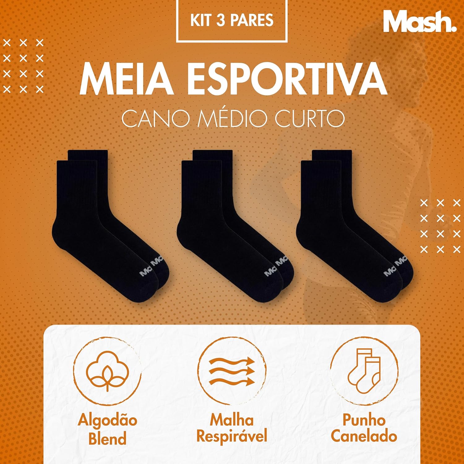 Kit 3 Pares Meia Cano Médio Curto Mash Esportiva Academia Respirável em promoção! Veja a oferta e mais achadinhos de Moda íntima 2 Hoje é o melhor dia para comprar Kit 3 Pares Meia Cano Médio Curto Mash Esportiva Academia Respirável com aquele preço maroto! Promoção! Aproveite a oferta! 2