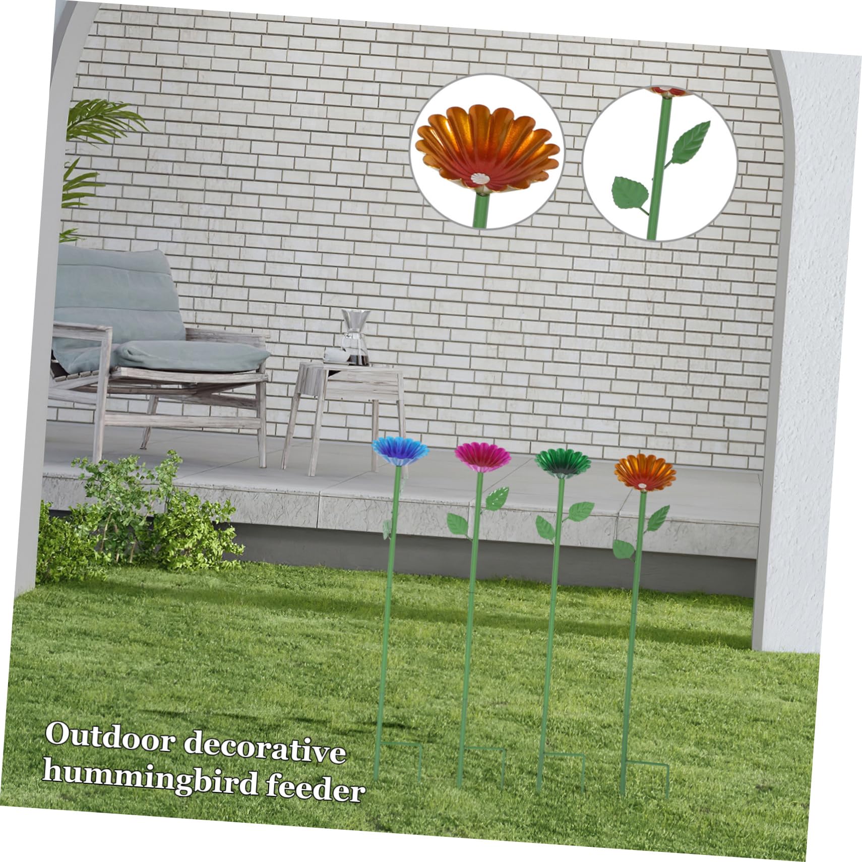 BESTonZON 4stücke Bienentränkebecher aus Eisen Erdspieß Vogel-futterhaus in Blütenform Schmetterlings-wasserschale für Außenbereich Dekoratives Vogelfutterhaus für Terrasse und Garten