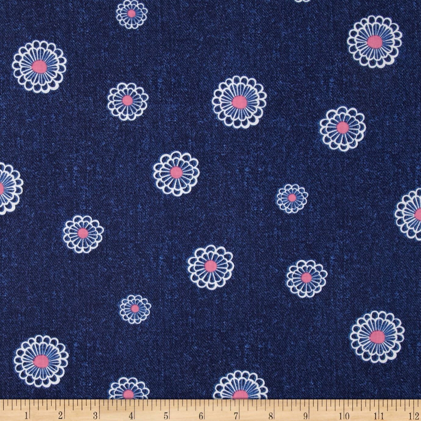 Kanvas Water Lily Denim Daisy Denim Fabric By The Yard