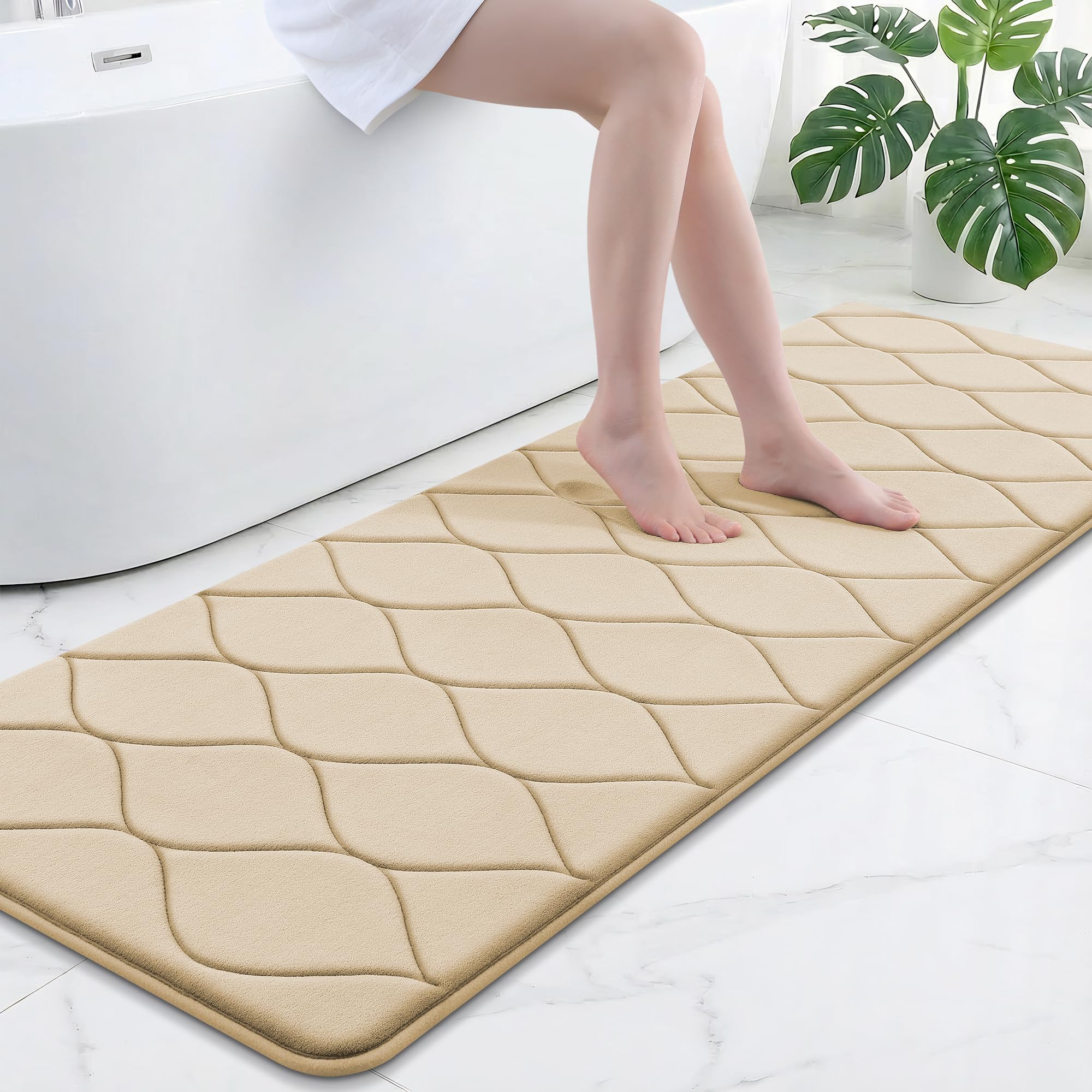 Smiry Memory Foam Bath Mat 70x24, Ultra Soft Absorbent Bathroom Rugs