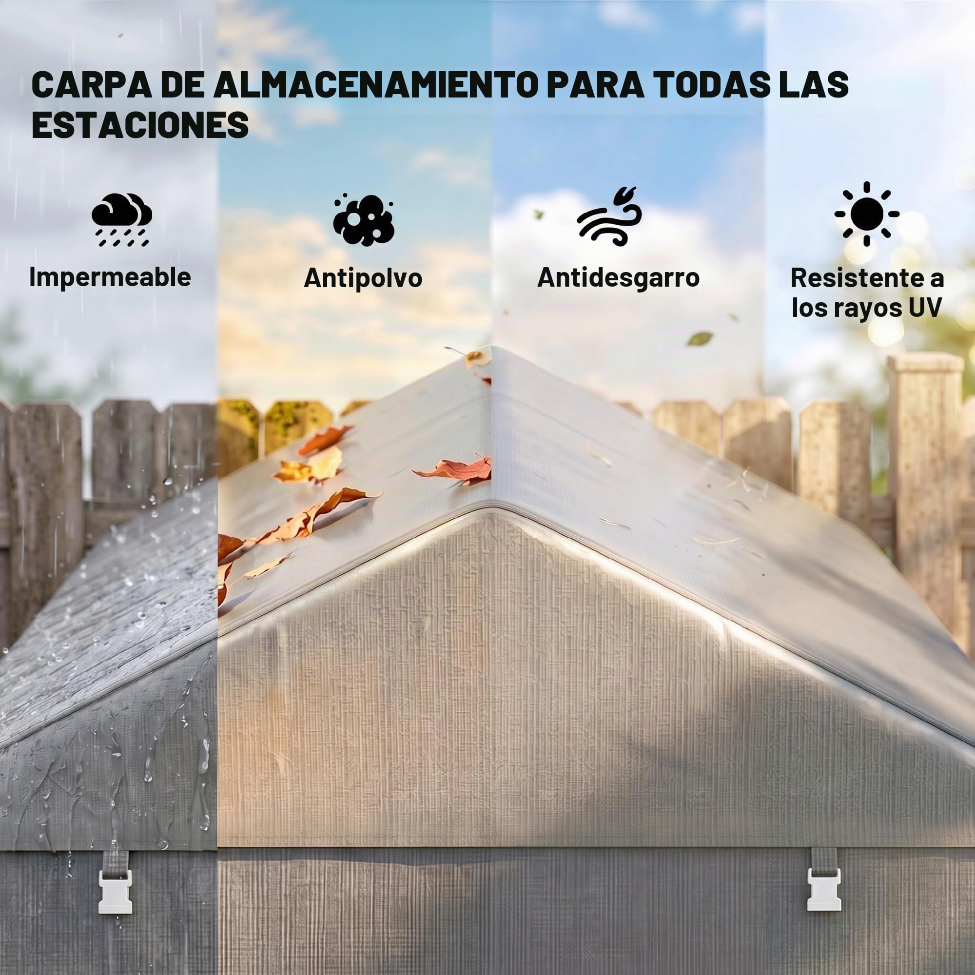 Outsunny Carpa de Jardín Exterior 2 Habitaciones 1,6x2,2x1,7 m Gris Claro | para Herramientas Bicicletas, Cobertizo Exterior, Puerta Enrollable con Cremallera, Impermeable Anti-UV, Garaje Portátil