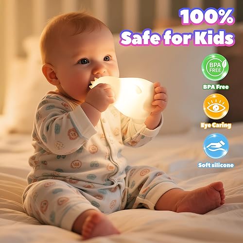 Miniatura 4 de Luz nocturna para niños, luz nocturna LED de silicona regulable recargable con 7 colores, lámpara de noche para guardería de bebé, lámpara táctil