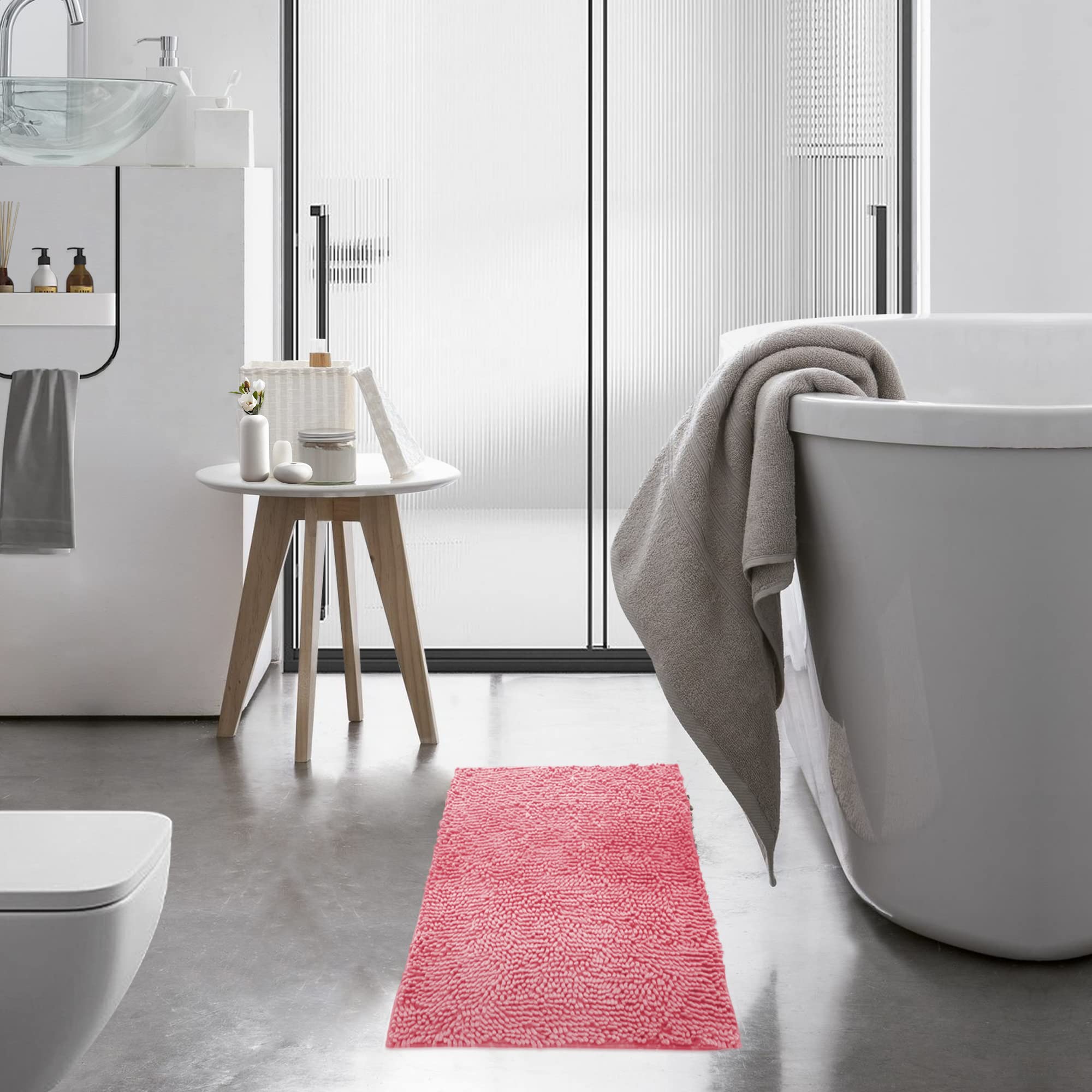 Tappeto Bagno Microfibra - 70x120 Cm, Morbido, Antiscivolo, Verde Acqua - Foto 7