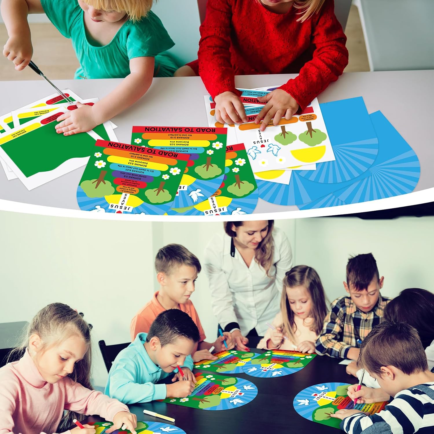 Motipuns 24 Sets Romans Road to Salvation Sign Kit Sunday School Crafts for Kids DIY Religious Crafts Gift for Sunday School Christian Bible Lesson Church Religious Education and Church Projects